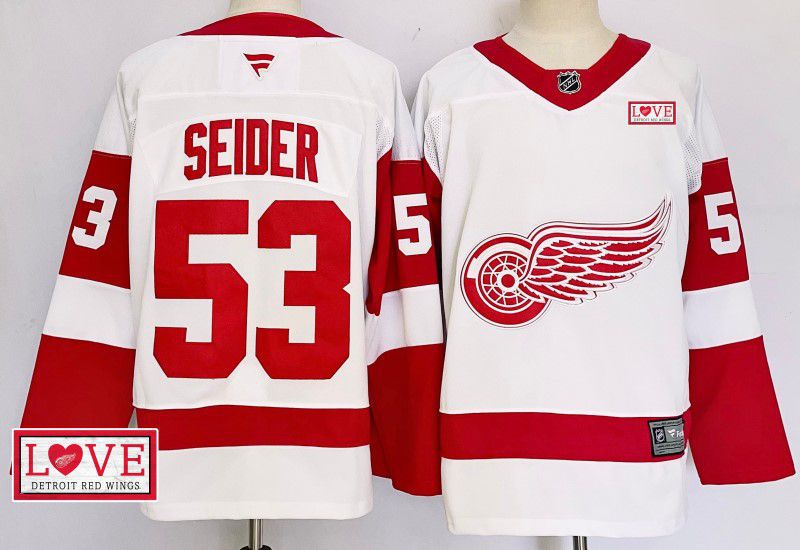 Men Detroit Red Wings #53 Seider White Fanatics 2025 NHL Jersey style 5